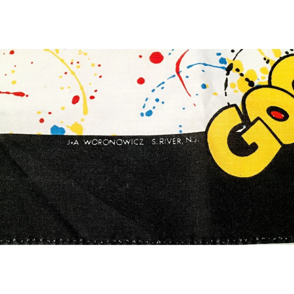 Vintage Disney Goofy Paint Splatter Bandana Handkerchief 50/50 Cotton Poly USA